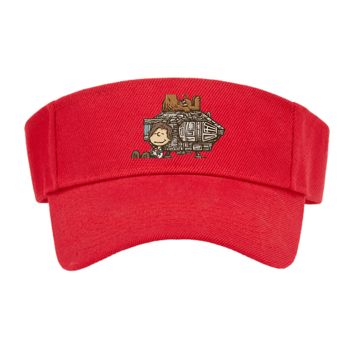 Luke Skywalker, Chewbacca, and C-3PO on a Millennium Falcon Cartoon -  Visor cap