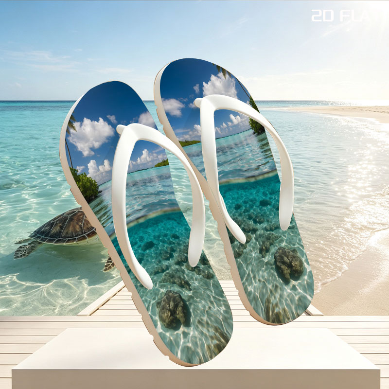Crystal Clear Waters and Palm Trees in Paradise -  flip-flops