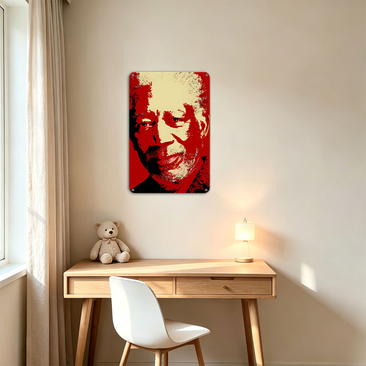 Nelson Mandela Portrait in Red and Beige Art Style - painting