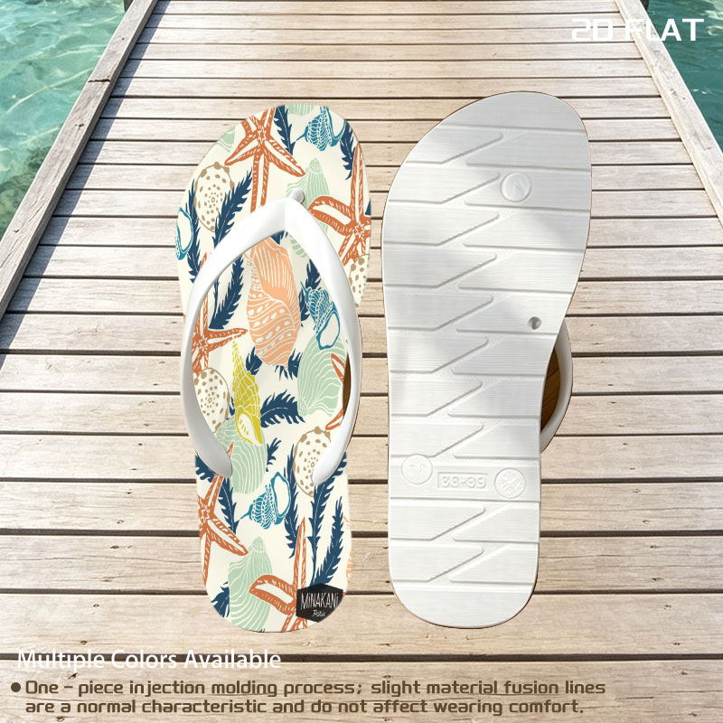 Seashells, Starfish, and Seaweed Pattern -  flip-flops