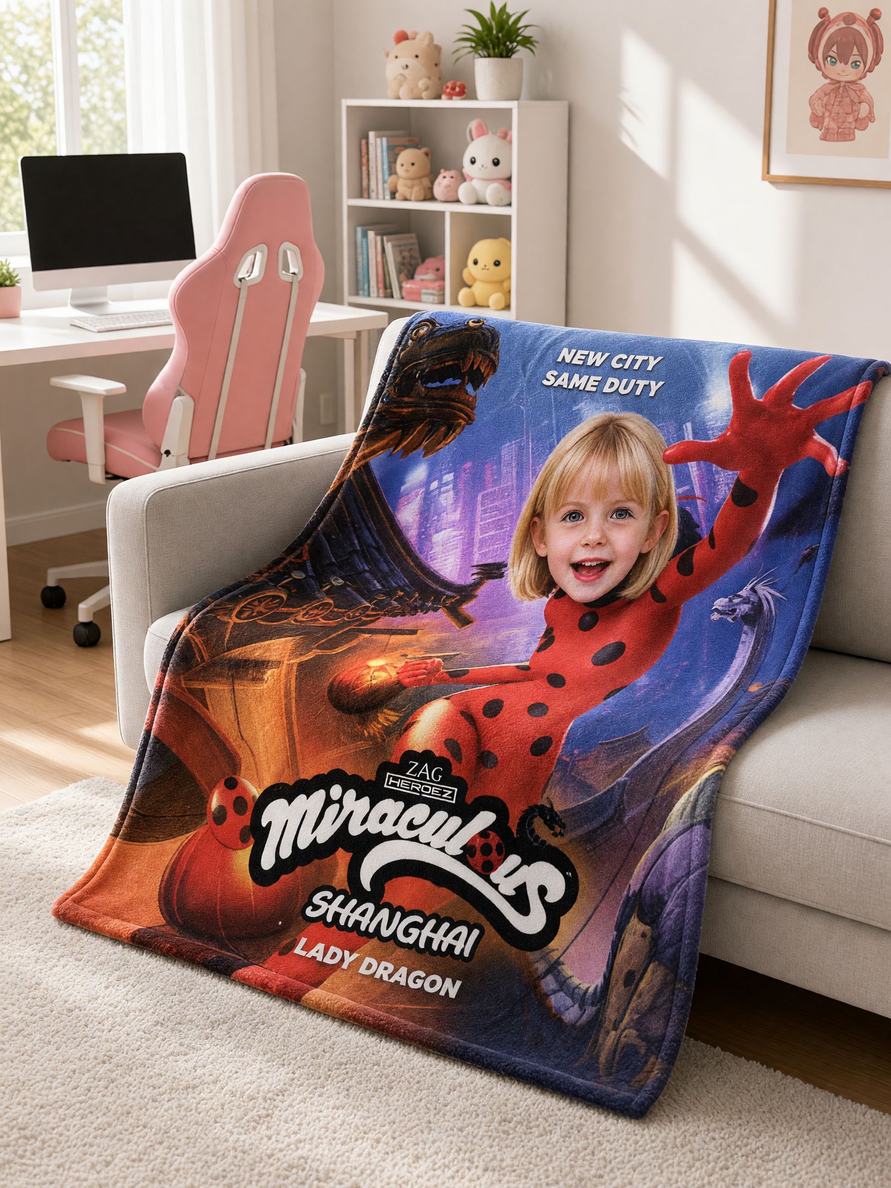 Custom Face Photo Flannel Blanket Personalized Superhero Plush Throw Soft Anti-Pilling Cozy Bed Couch Gift