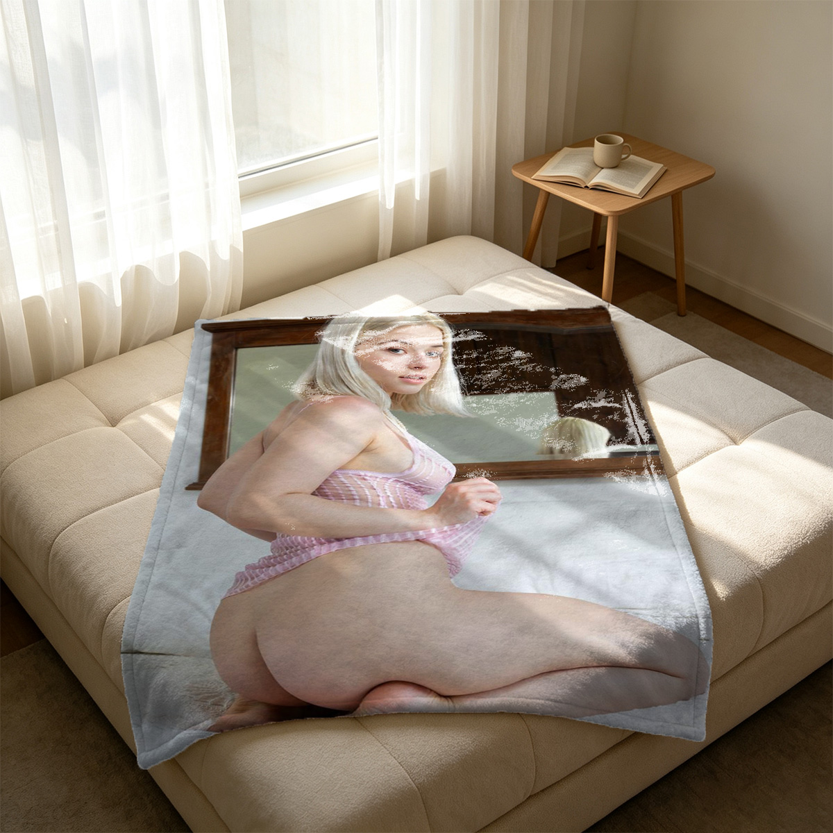Nude Blonde Posing by the Poolside Villa - Blanket