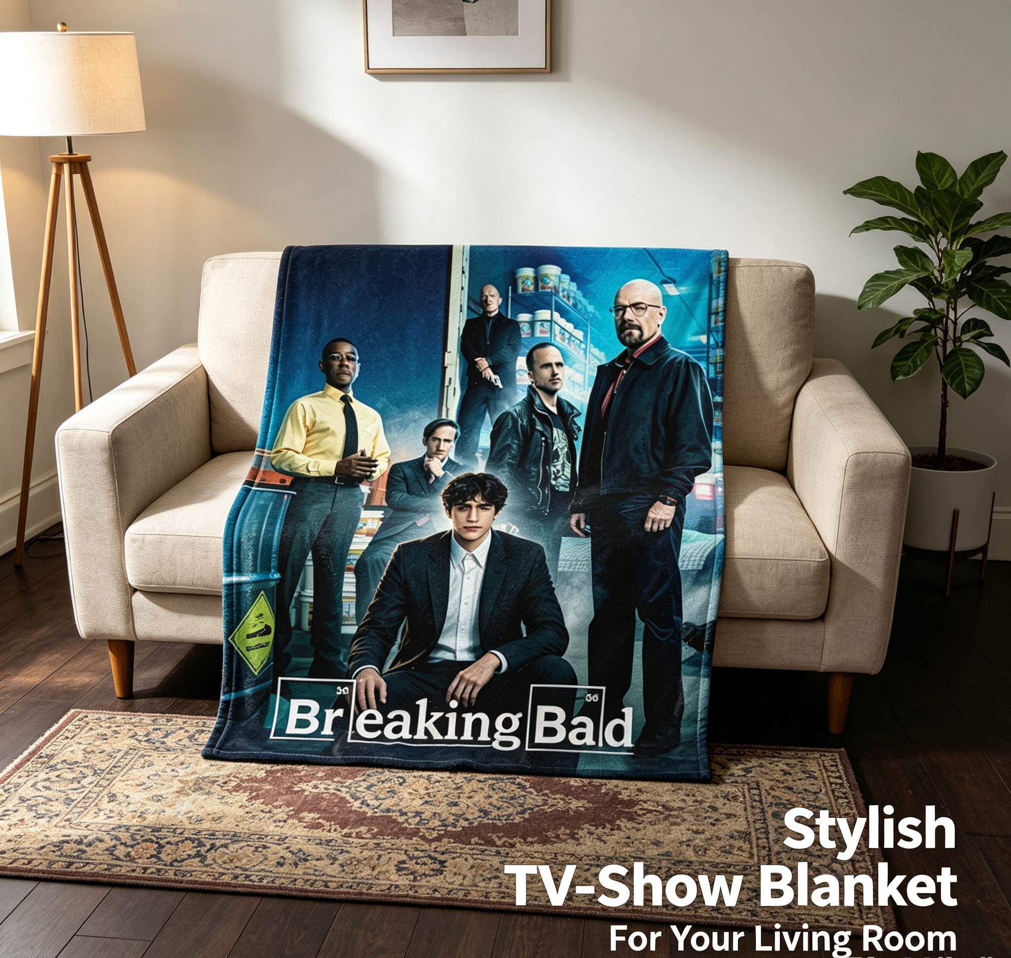 Custom Face Blanket Breaking Bad TV Show Flannel Blanket Perfect for Fans of Walter White and Jesse Pinkman Ideal for Couch, Bed, or Travel Great Gift Idea for Movie Enthusiasts and Collectors