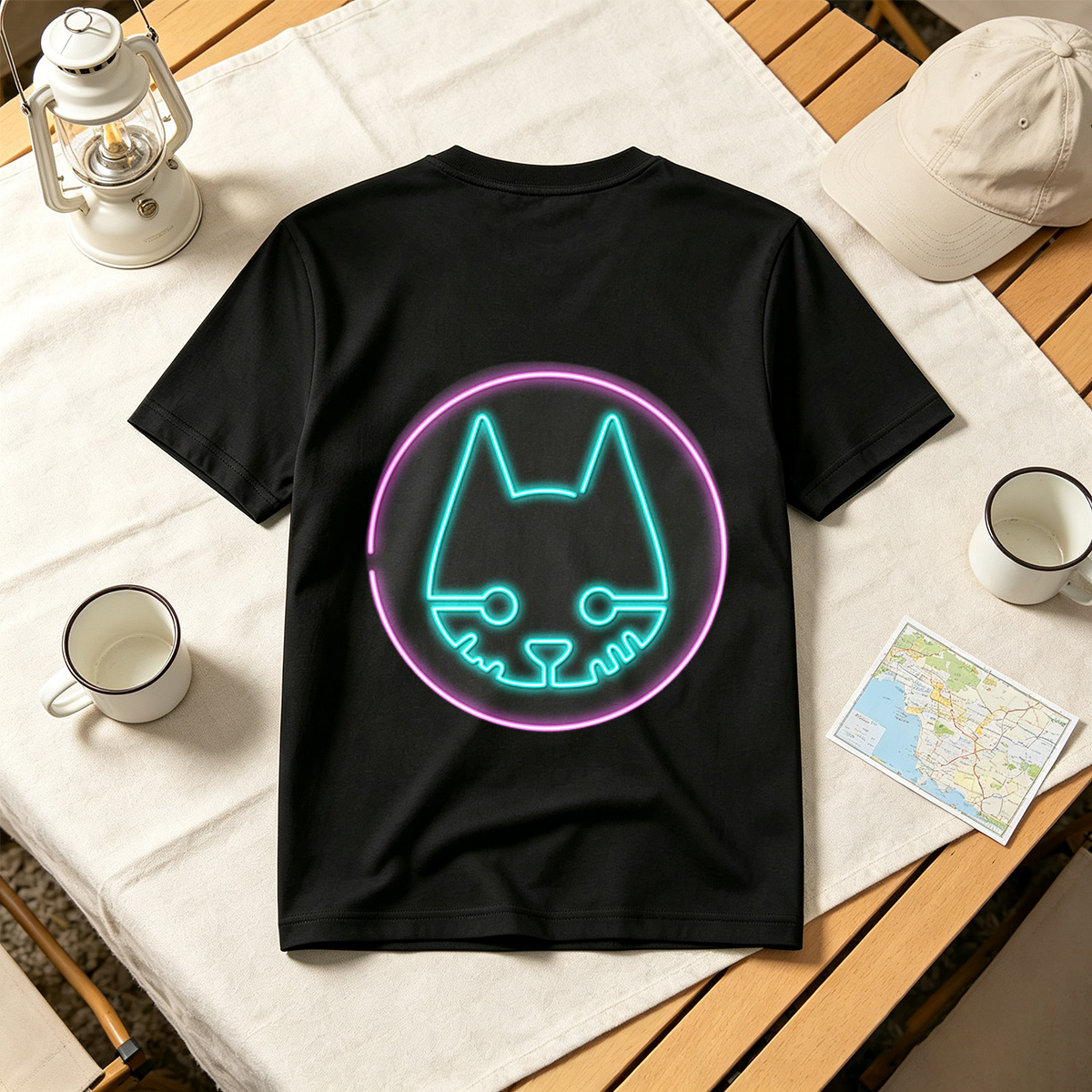 Neon Cat Logo - Tee