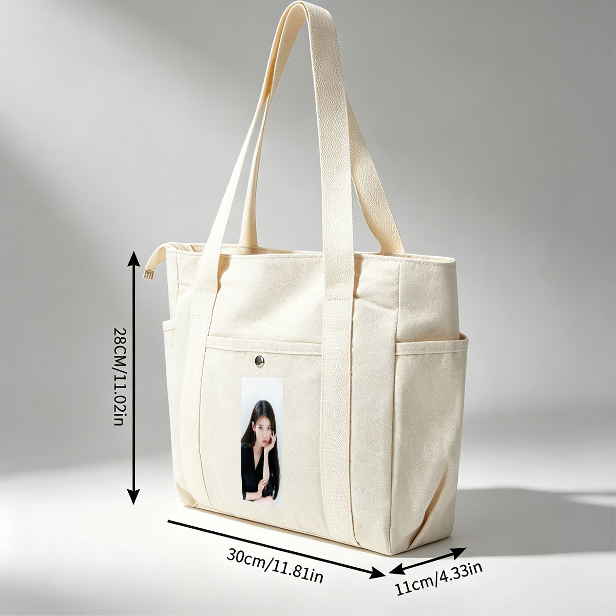 IU in a Minimalist Portrait with Elegant Black Attire and Delicate Jewelry - Multi-pocket bags