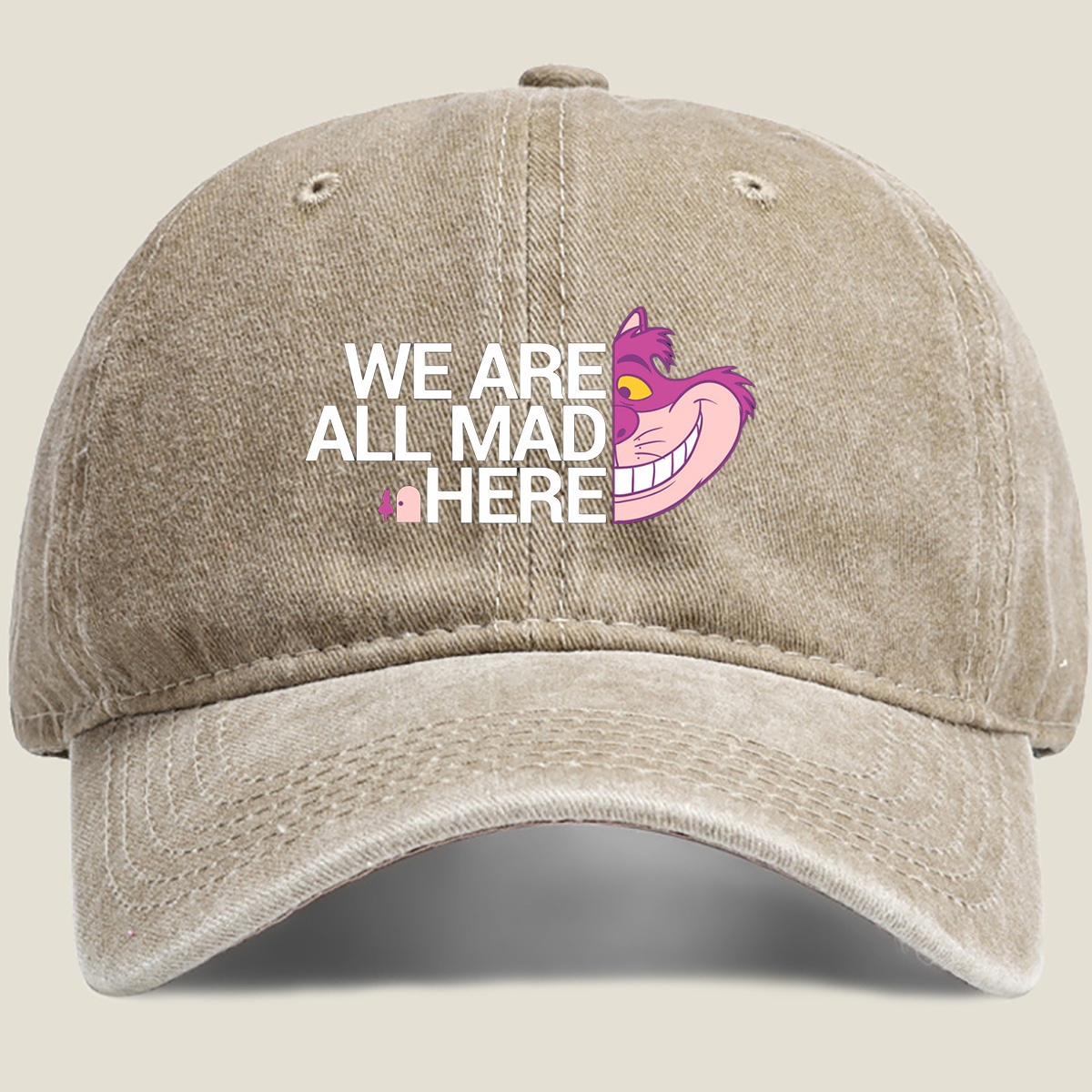 Alice in Wonderland - Cheshire Cat: We Are All Mad Here - Washed Denim - Baseball Cap