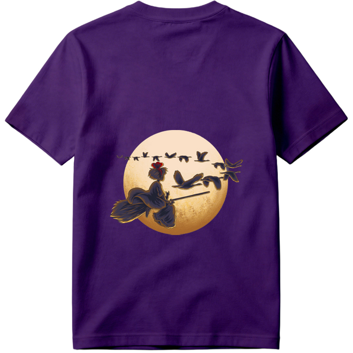 Mulan Flying on a Broomstick with Geese Against the Moon - Tee