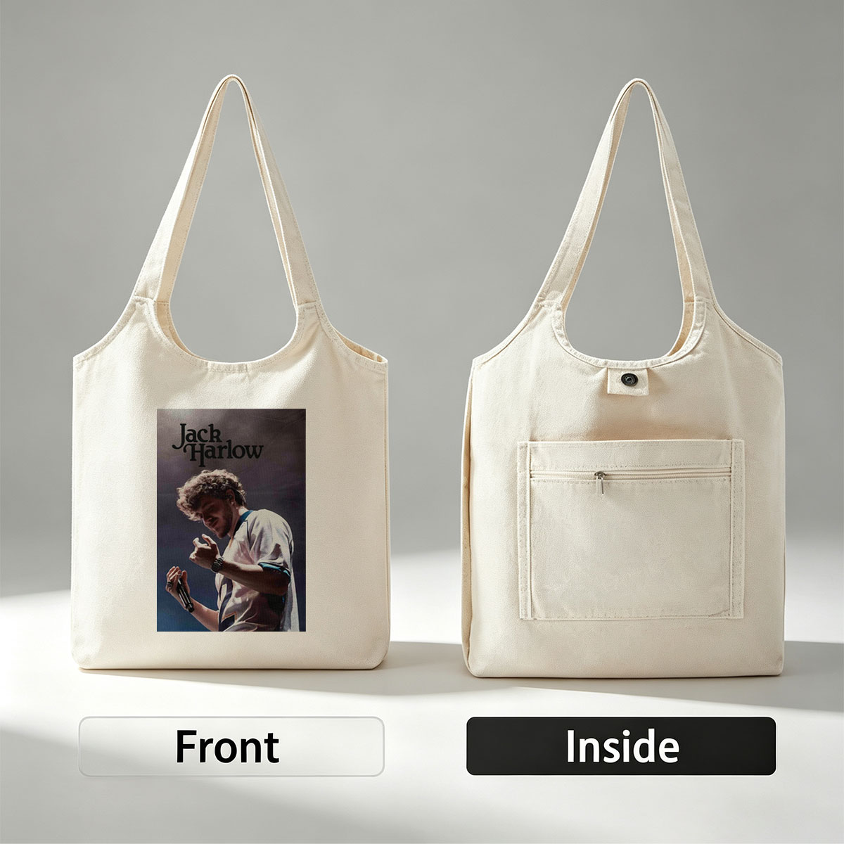 Jack Harlow Performing on Stage with Microphone and Dynamic Gesture - Canvas shoulder bags/