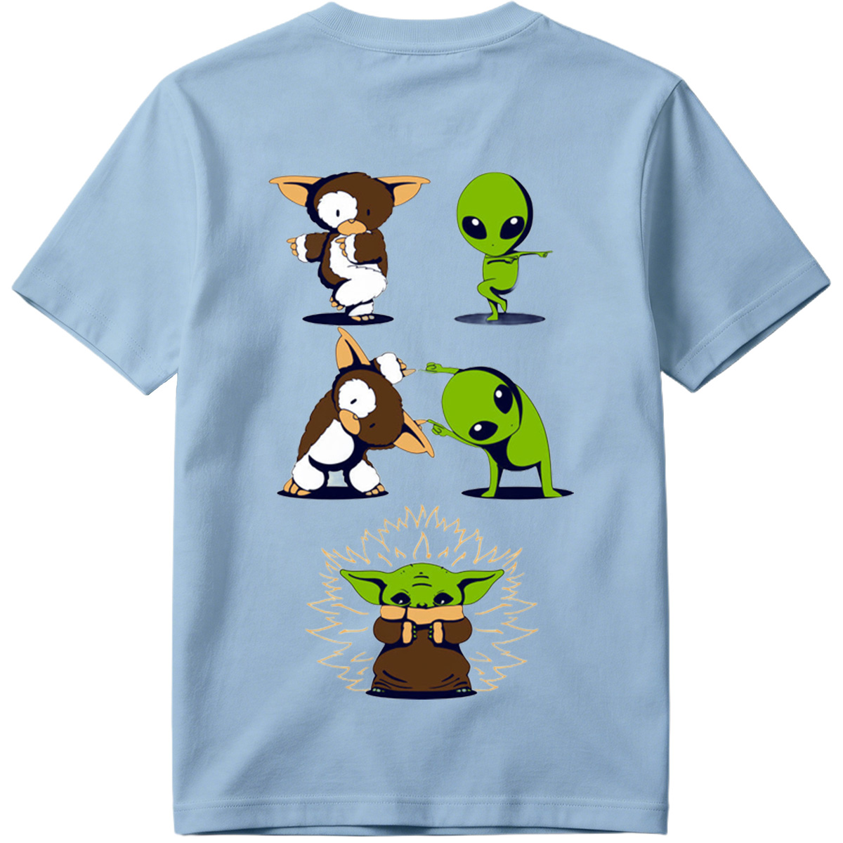 Diddy Kong, Alien, and Baby Yoda in Playful Poses - Tee