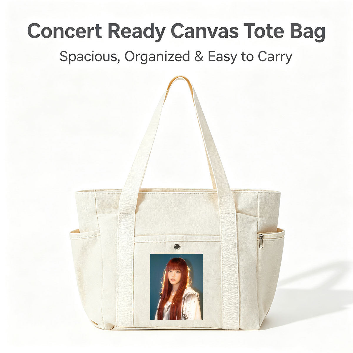Lisa Blackpink Portrait with Red Hair and Silver Jacket in Studio Lighting - Multi-pocket bags