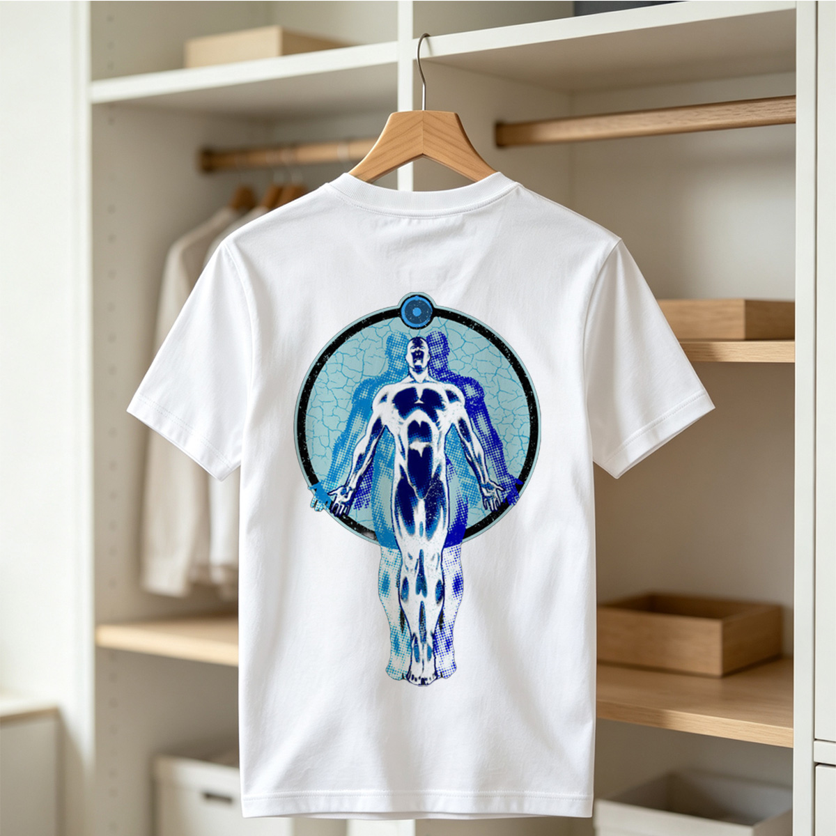 Blue Human Figure in Circular Frame - Tee
