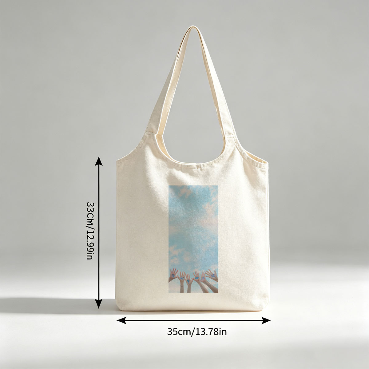 TXT Members Hands with Drawings Against Blue Sky - Canvas shoulder bags/