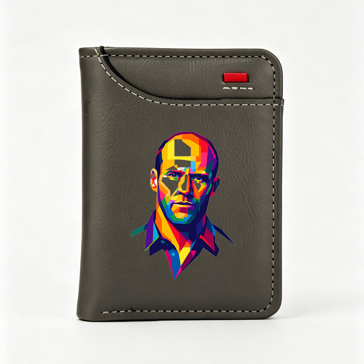 Colorful Geometric Portrait of a Man - Vertical Style Wallet