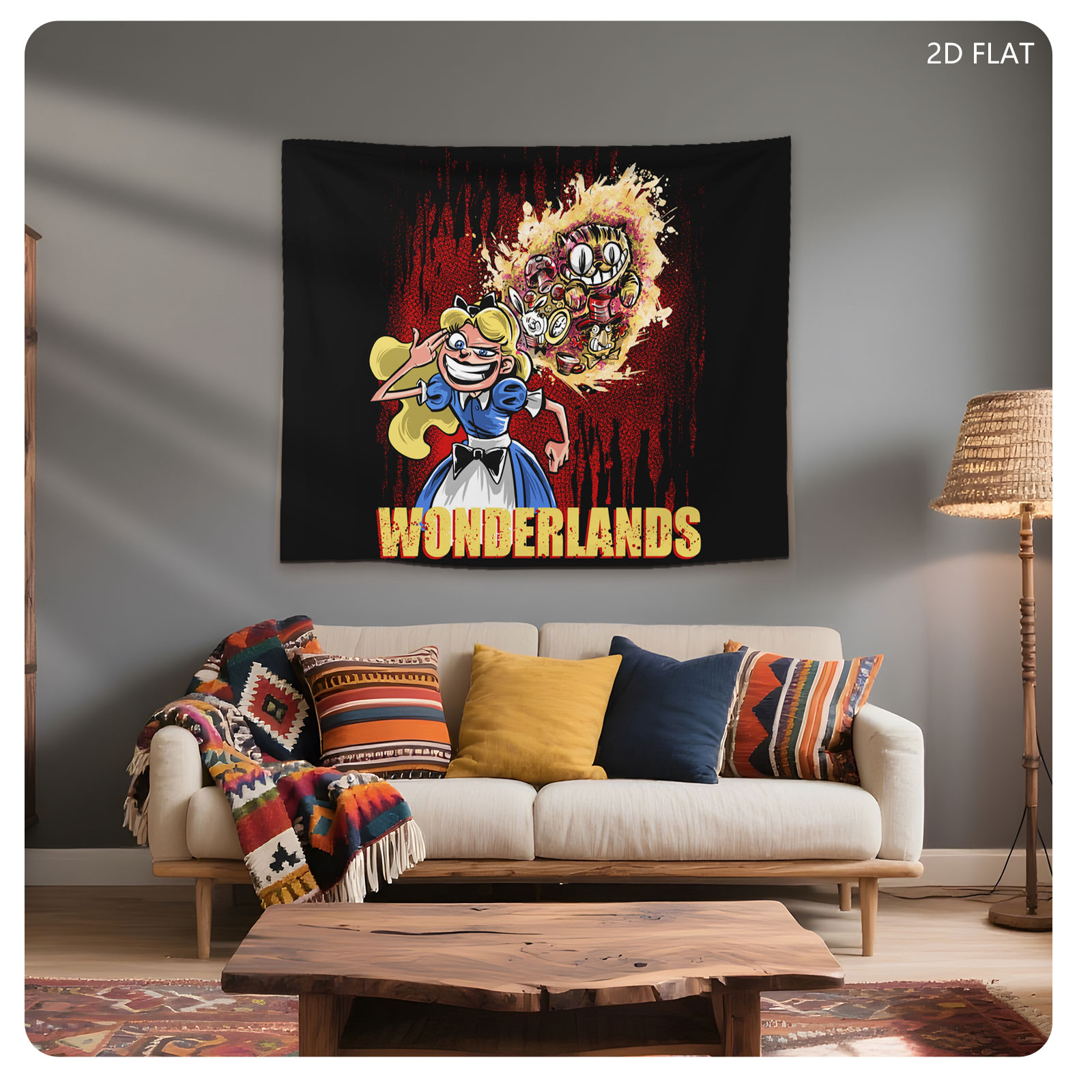 Alice and Cheshire Cat in Wonderlands - Tapestry