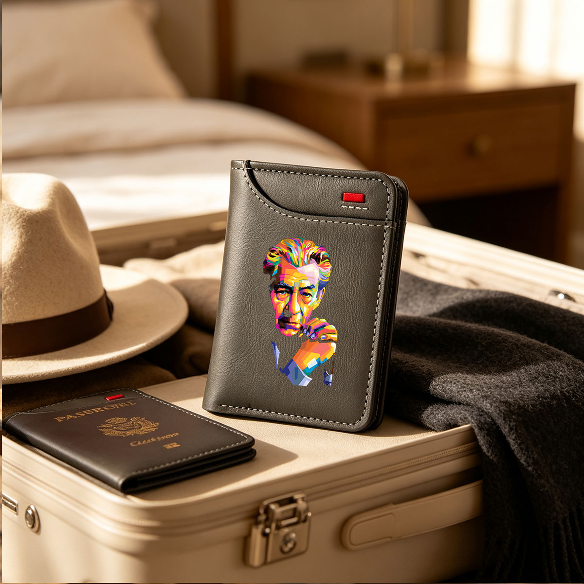 Colorful Portrait of a Contemplative Man - Vertical Style Wallet