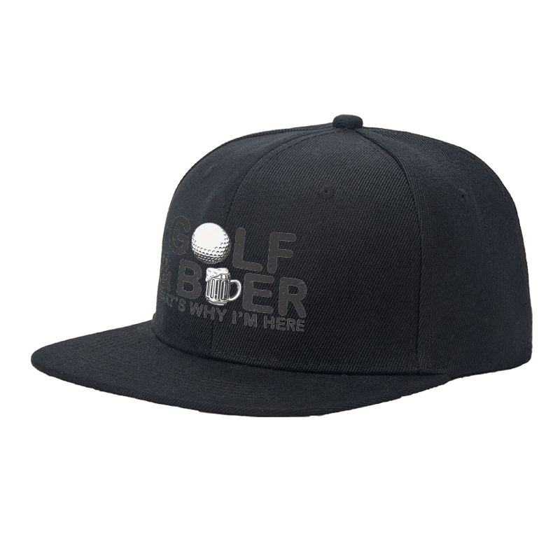 Flat Brim Baseball Cap Golf and Beer That's Why I'm Here Streetwear Underground Skate Style for Basketball Court Street Skate Park Wear by Skaters Rappers Urban Players