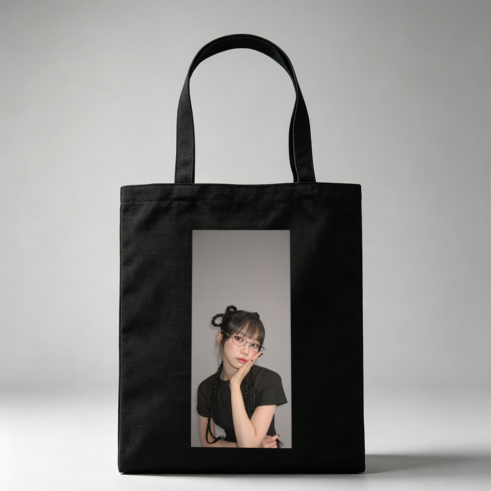 NewJeans Minji in a Casual Pose with Braided Hair and Glasses - Canvas tote bags