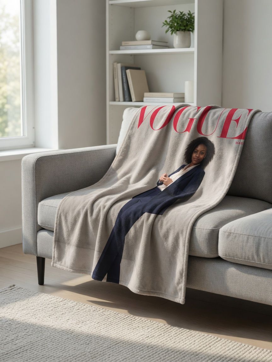Custom Photo Blanket Personalized Magazine Cover Flannel Fleece Throw Cozy Bed Couch Cover Ideal Keepsake Gift