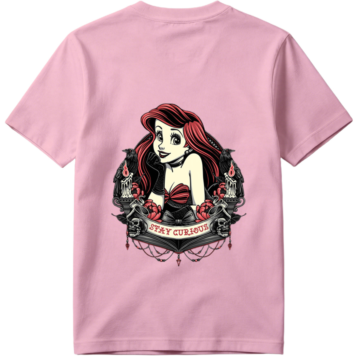 Ariel Stay Curious Gothic Design - Tee