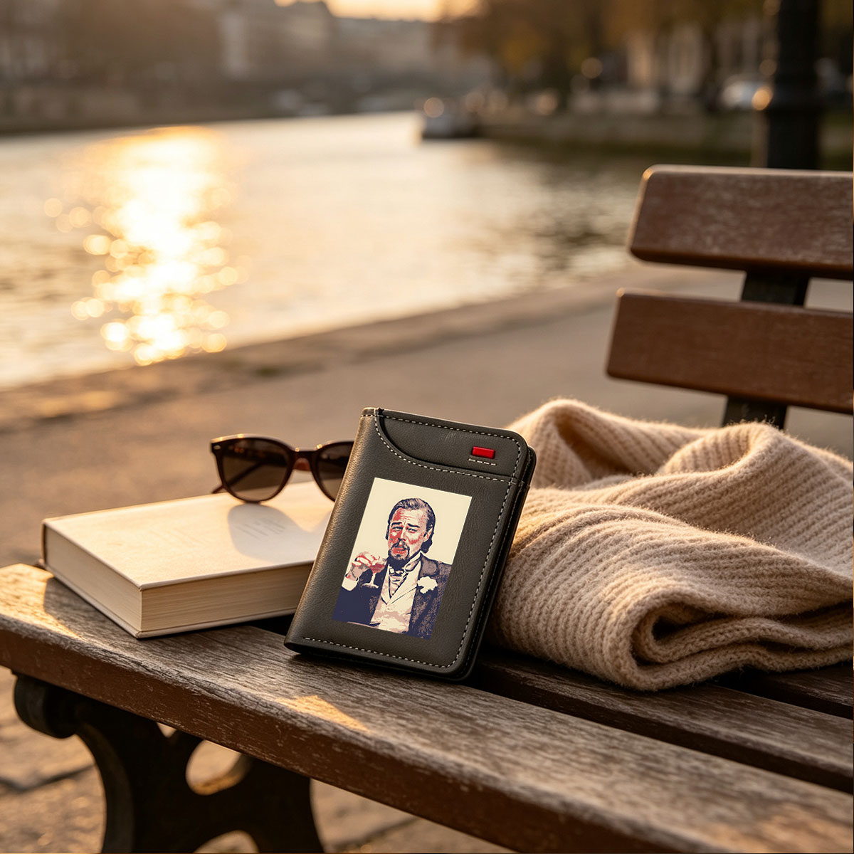 Leonardo DiCaprio as Jay Gatsby holding a cocktail - Vertical Style Wallet