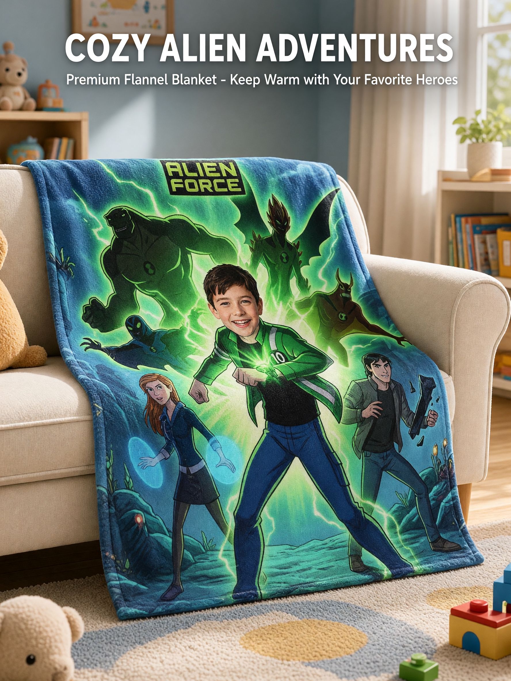 Custom Photo Superhero Flannel Blanket Ultra Soft Anti Pilling Fleece Throw Personalized Face Bedding Gift for Kids