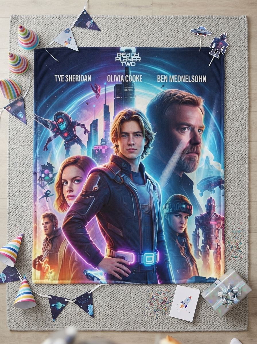Custom Photo Sci-Fi Poster Flannel Throw Blanket Personalized Portrait Ultra Soft Anti-Pilling Fleece Bed Couch Cover