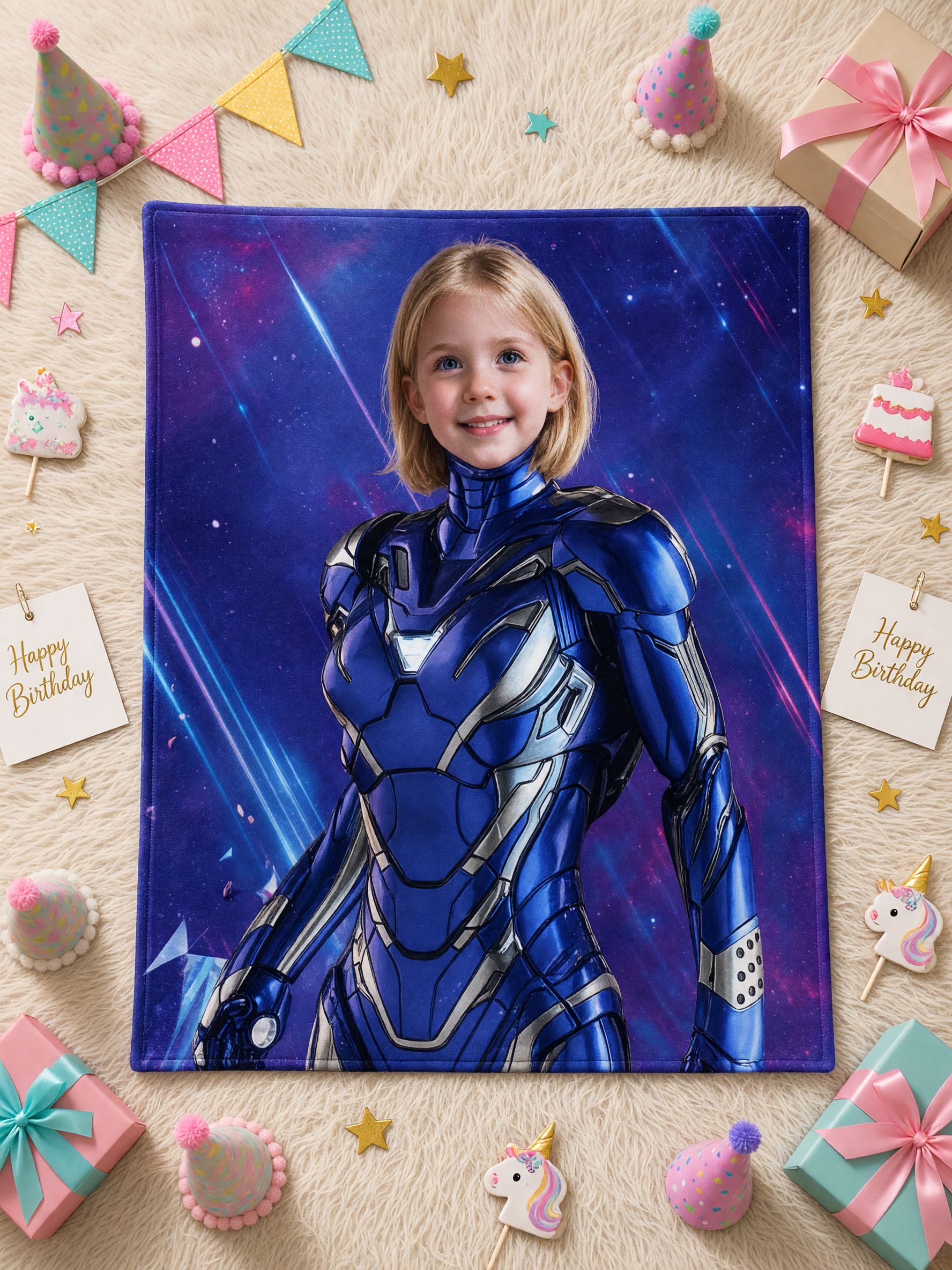 Custom Face Blanket Personalized Superhero Armor Flannel Fleece Throw Soft Bed Sofa Wrap Ideal Unique Birthday Gift