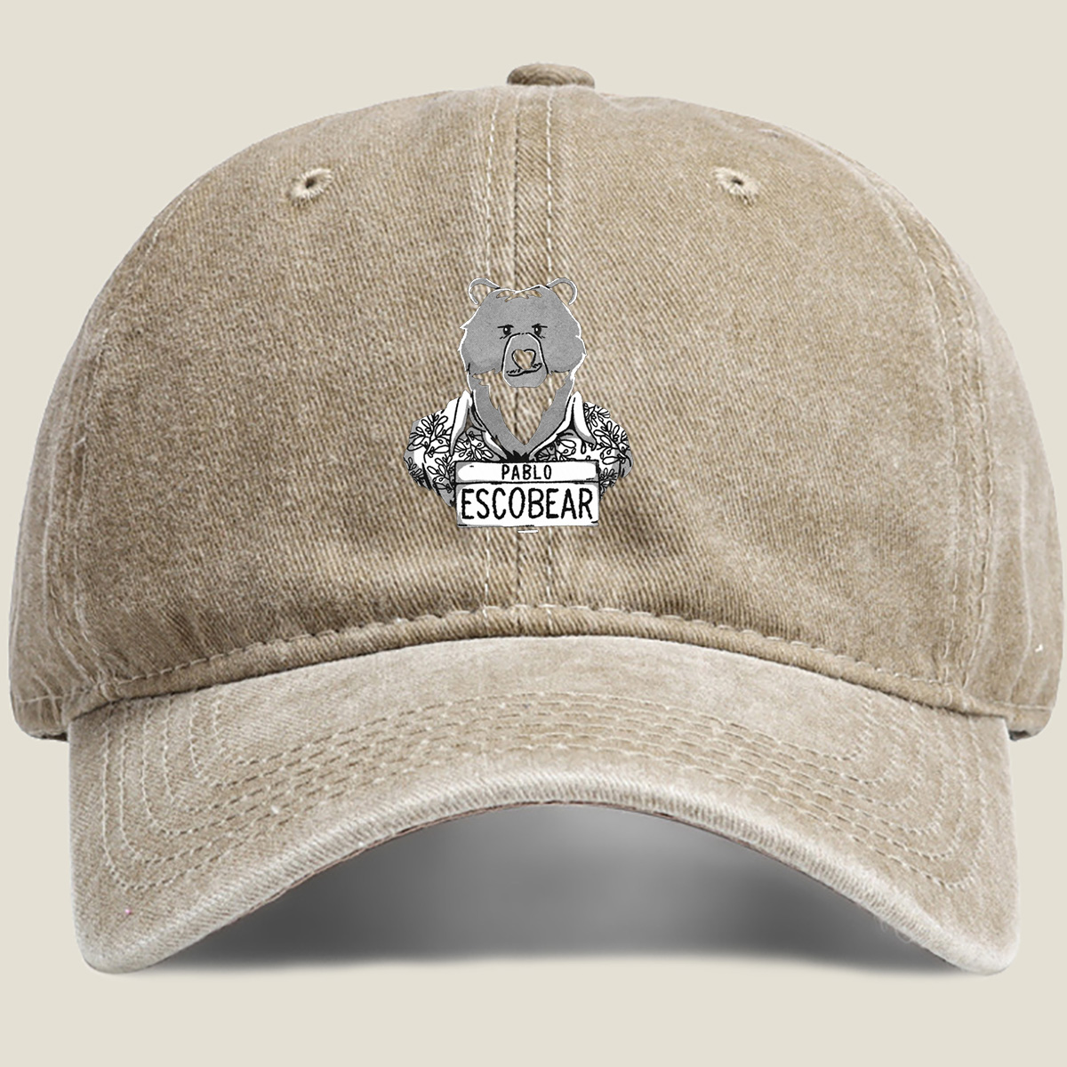 Pablo Escobear Bear Mugshot - Washed Denim - Baseball Cap