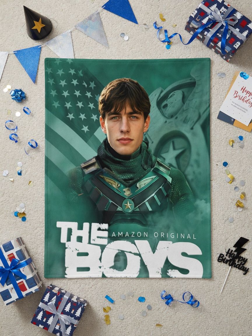 Custom Photo Portrait Flannel Blanket, Personalized Superhero Themed Cozy Warm Plush Throw, Ideal Unique Gift for Fans