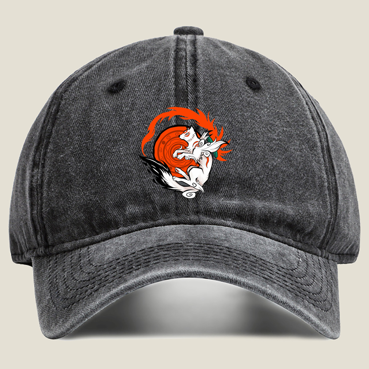 Naruto: Kurama and Nine-Tailed Fox - Washed Denim - Baseball Cap