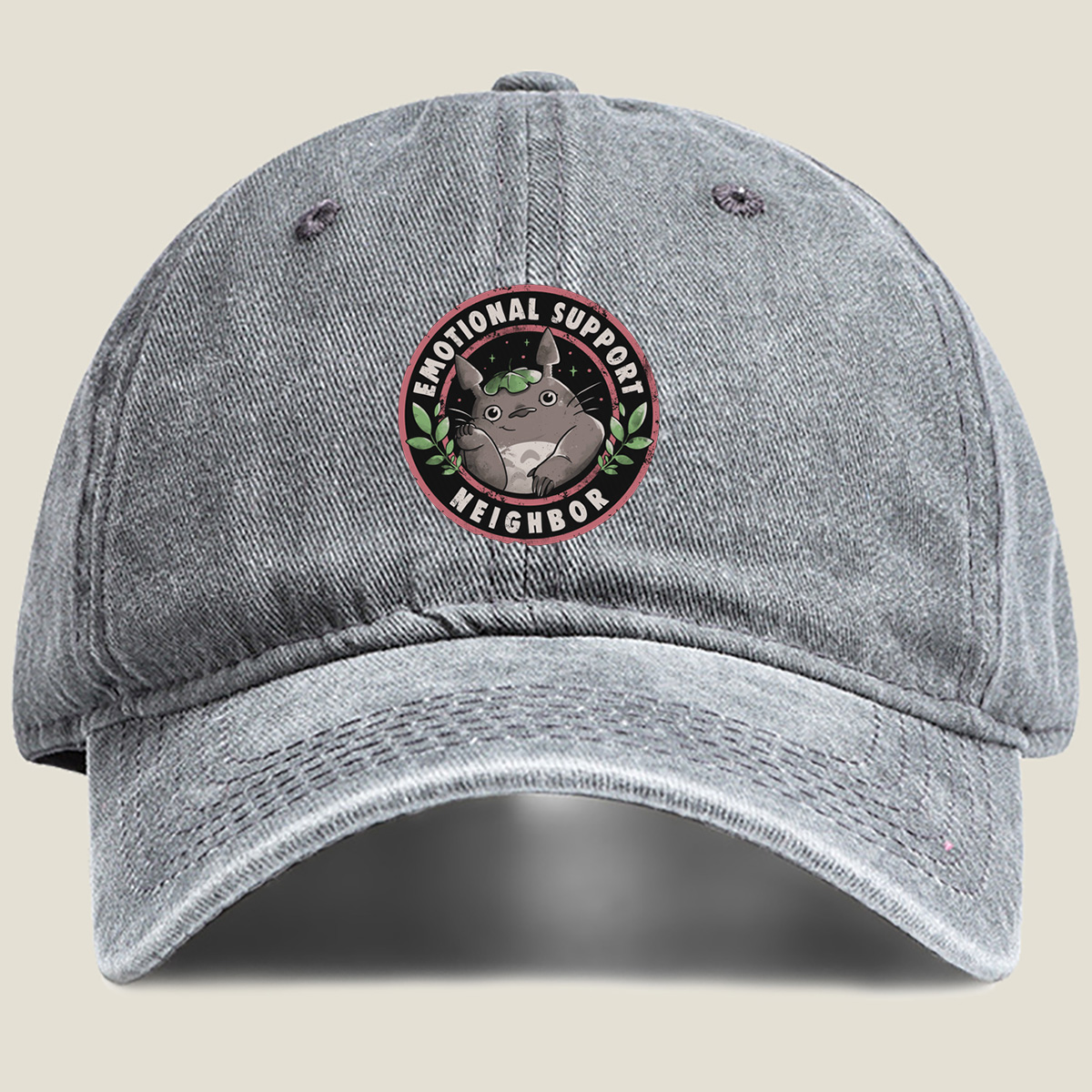 Totoro Emotional Support Neighbor - Washed Denim - Baseball Cap