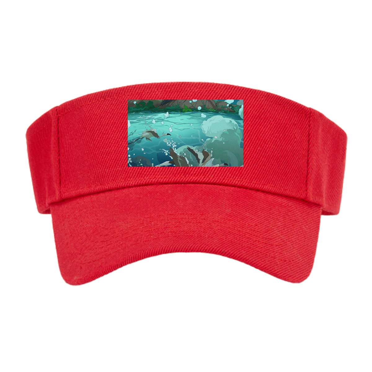 A boy rides a swan through a mystical underwater world beneath a giant tree. -  Visor cap