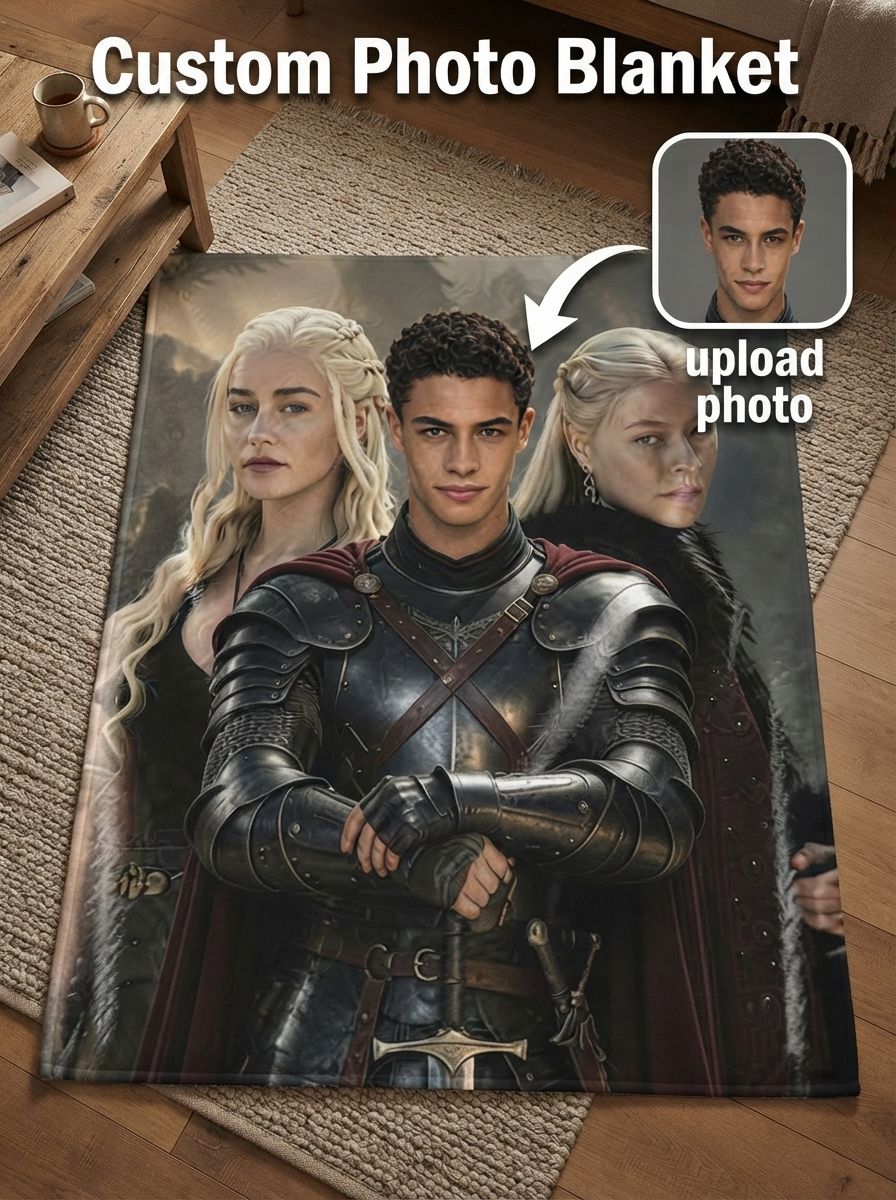 Custom Photo Flannel Throw Blanket Personalized Face Portrait Warm Plush Fleece Bed Couch Wrap Gift