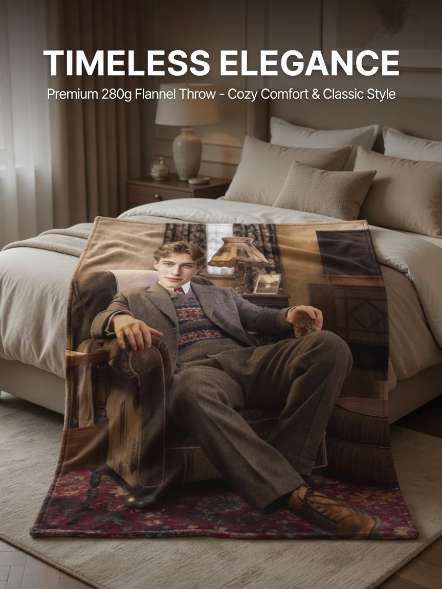 Custom Portrait Photo Blanket Personalized Ultra Soft Flannel Throw Anti-Pilling Cozy Fleece Bed Sofa Travel Gift