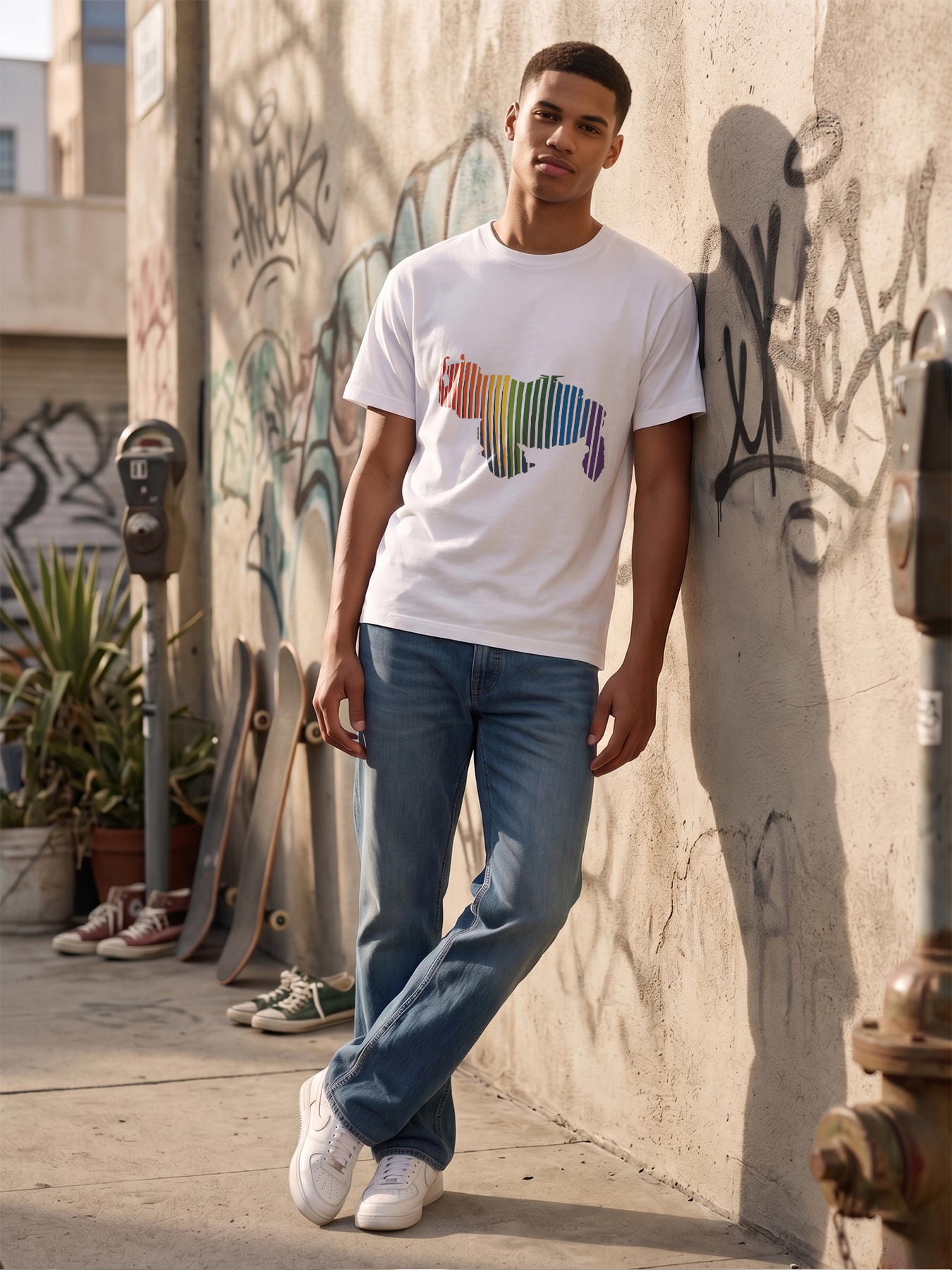 Men's Rainbow Stripe Print T-Shirt Colorful Gradient Design Casual Round Neck Lightweight Breathable Summer Short Sleeve Tee for Everyday Wear and Outdoor Activities Adults Unisex Fashion Statement Top