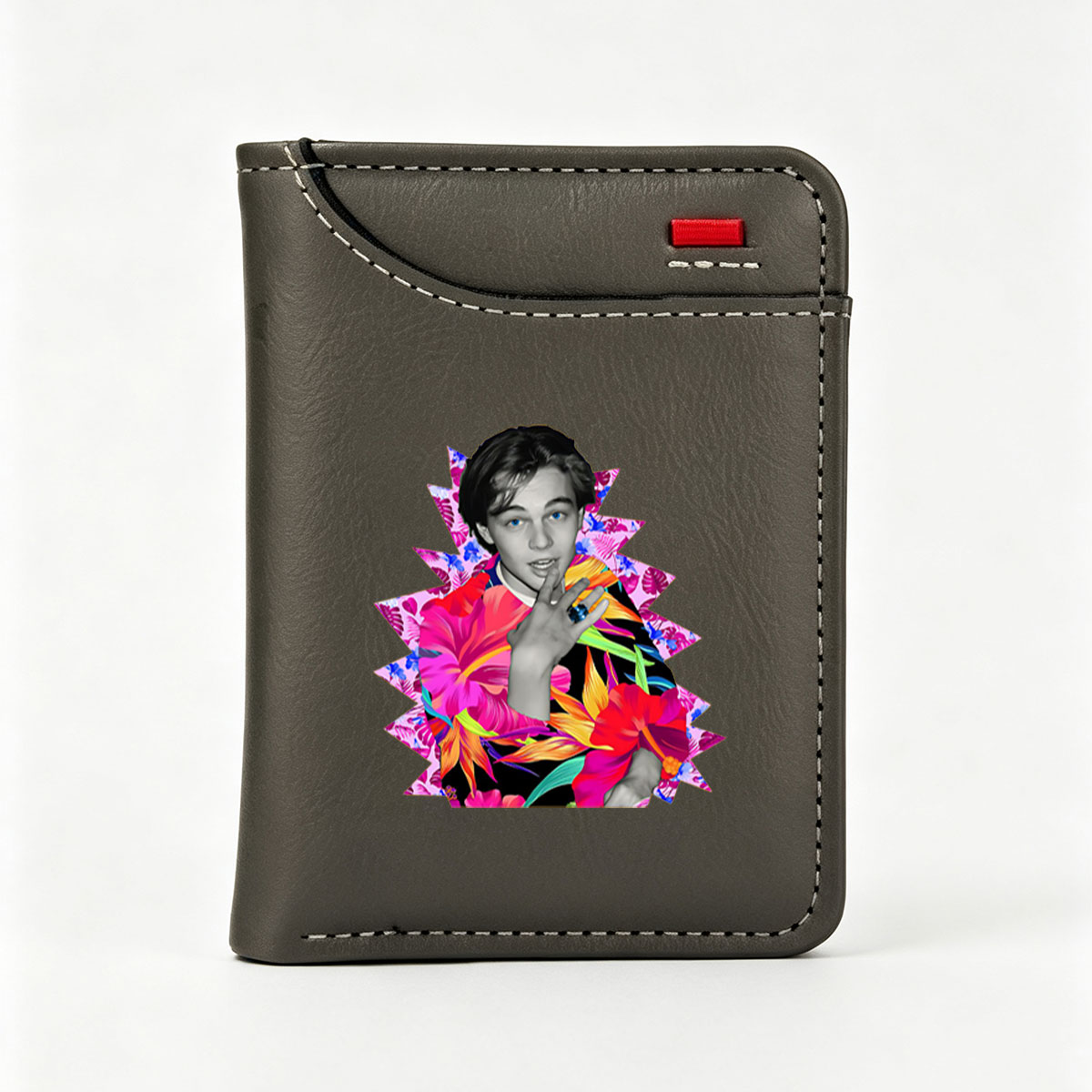 Leonardo DiCaprio in a Vibrant Tropical Floral Design - Vertical Style Wallet