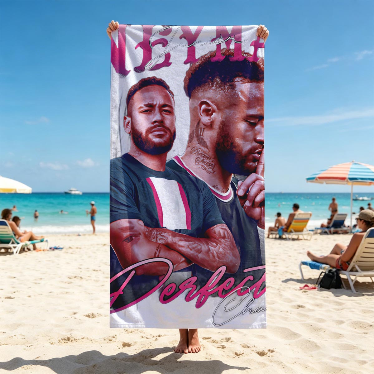 Neymar Junior: Perfect Chaos – Football Star Portrait - Beach towels