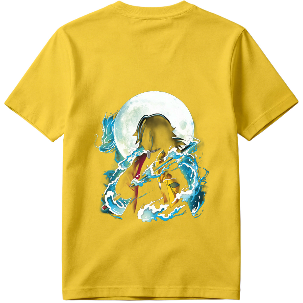 Demon Slayer Tanjiro Kamado Water Breathing Moon Background - Tee