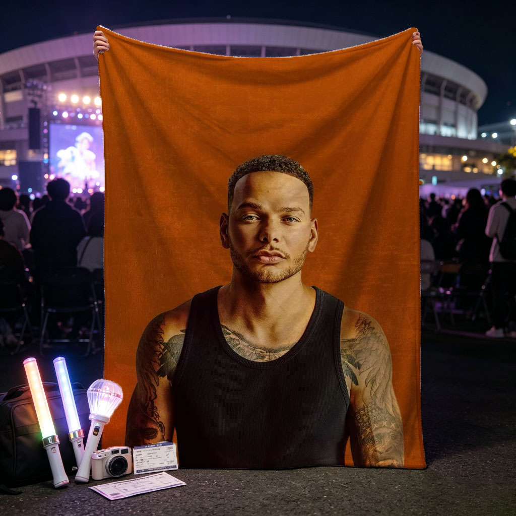 Liam Payne Standing in Black Tank Top with Visible Tattoos Against Orange Background - Blankets
