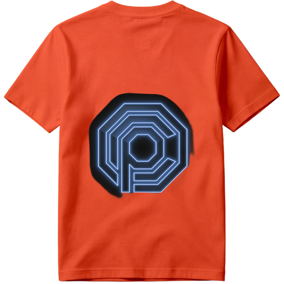 Neon Blue Octagonal Logo with Letter P - Tee