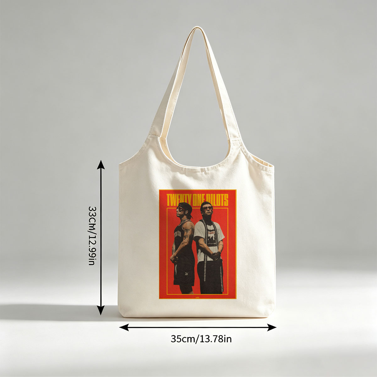 Twenty One Pilots Standing Back to Back in Bold Red Poster Art - Canvas shoulder bags/