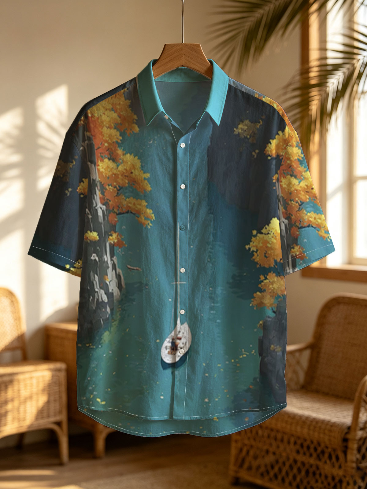 Sailboat Gliding Through Autumn Canyon -  Shirt