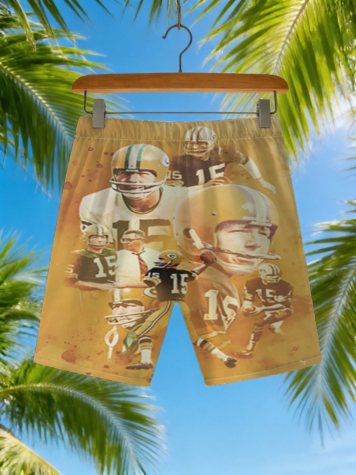 Bart Starr, Green Bay Packers Quarterback #15, Football Legend -  Beach shorts