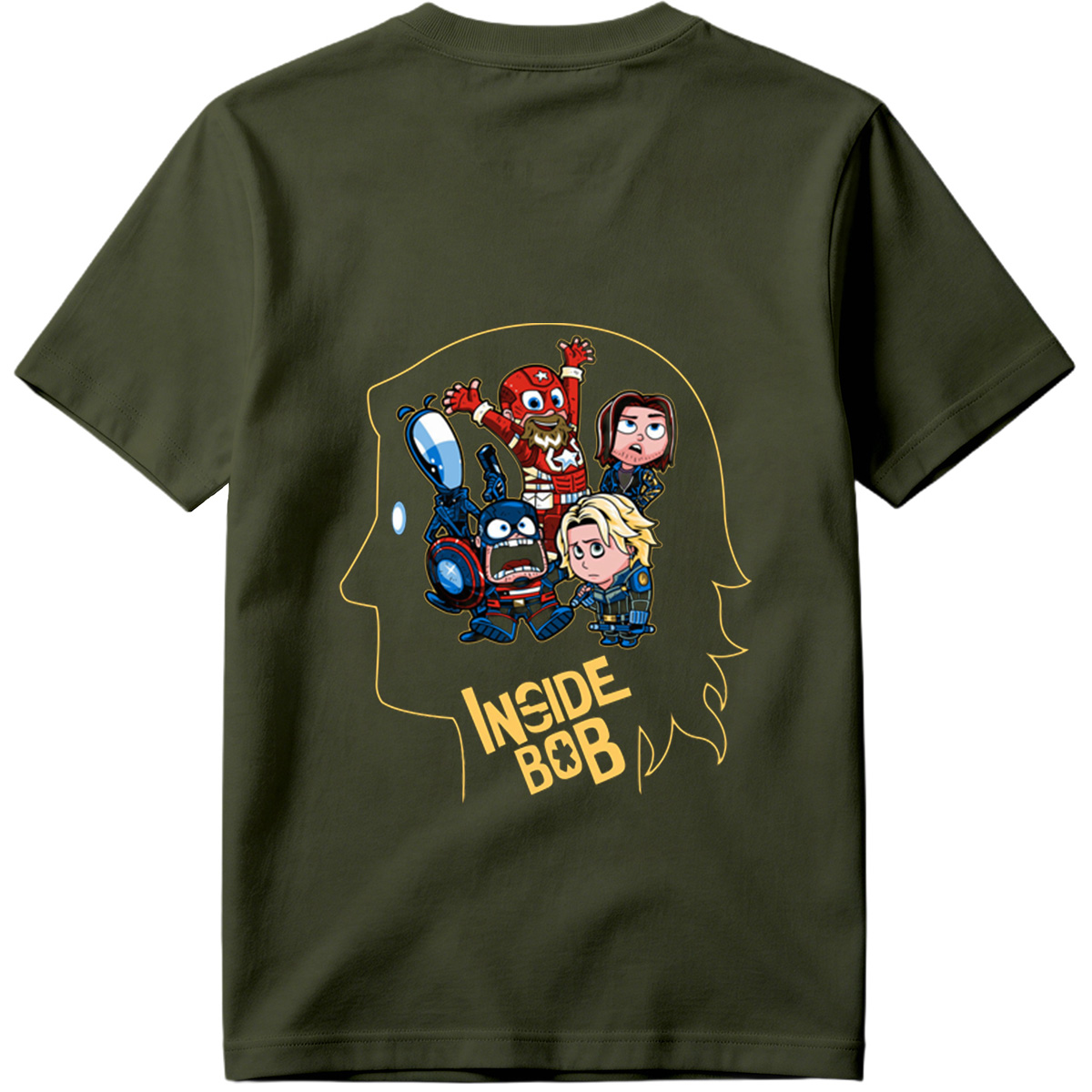 Inside Bob: Captain America, Black Widow, and Thor in Chibi Style - Tee