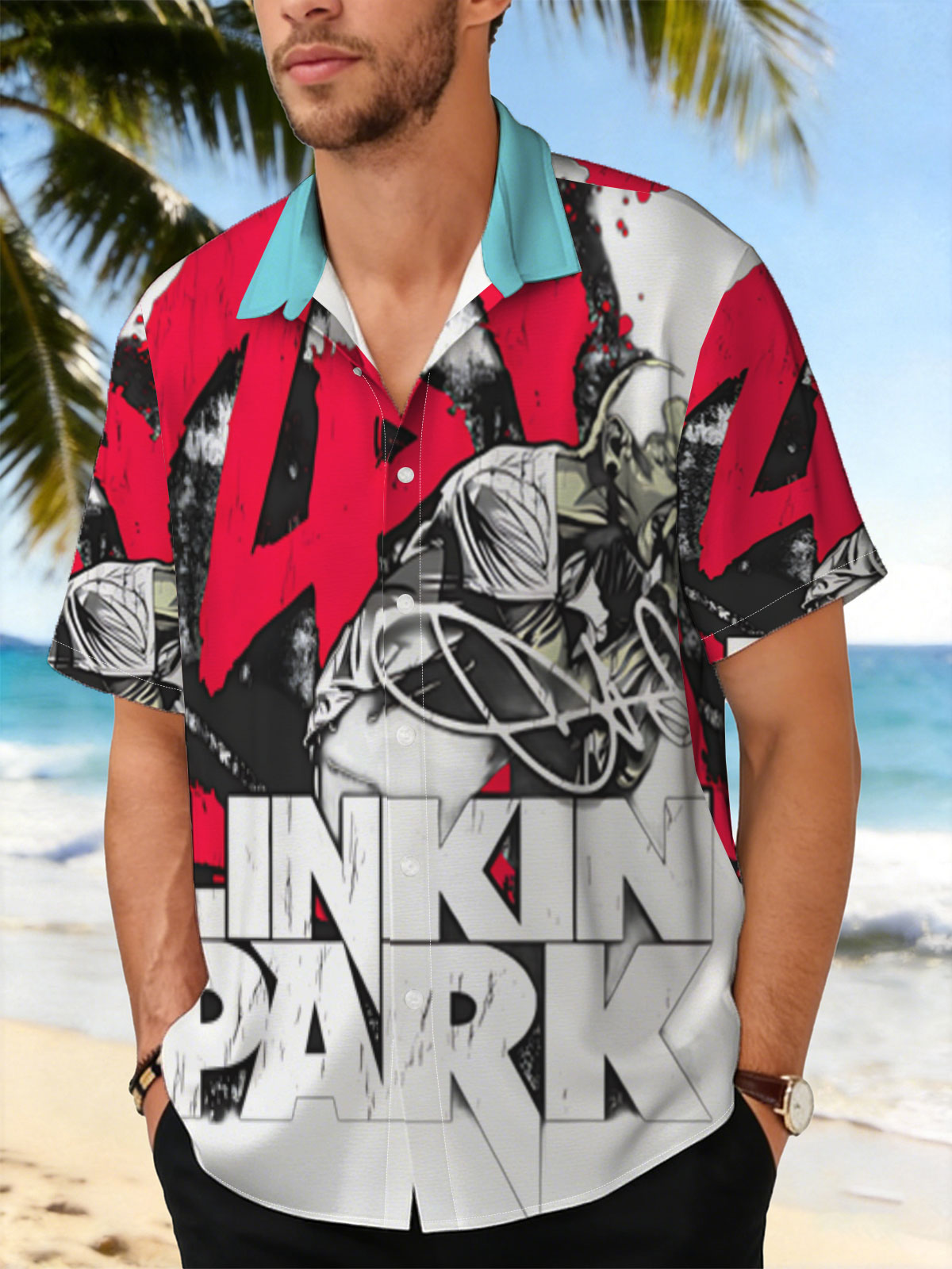 Linkin Park - Chester Bennington Singing with Band Logo -  Shirt