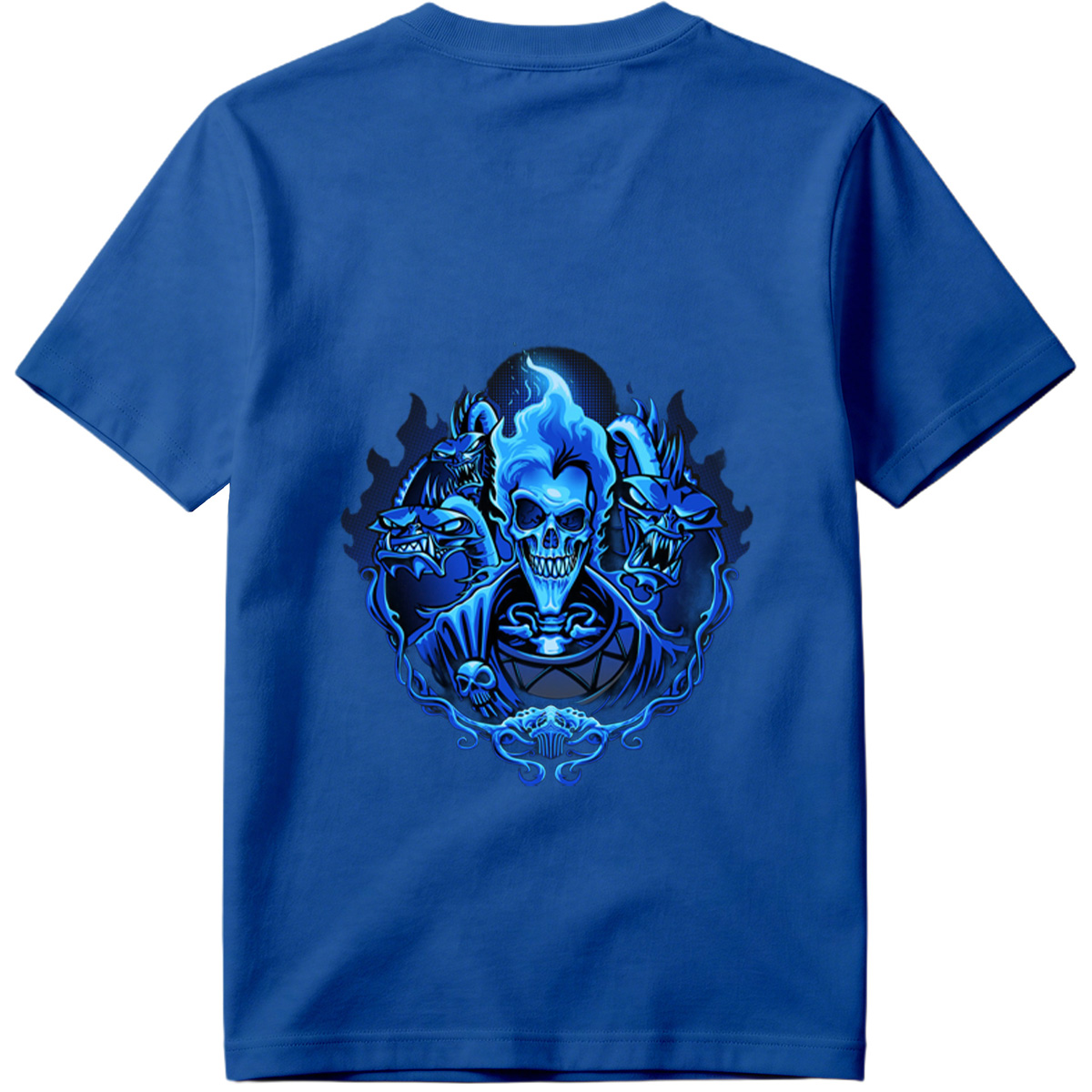Blue Flame Skull with Demonic Creatures - Tee