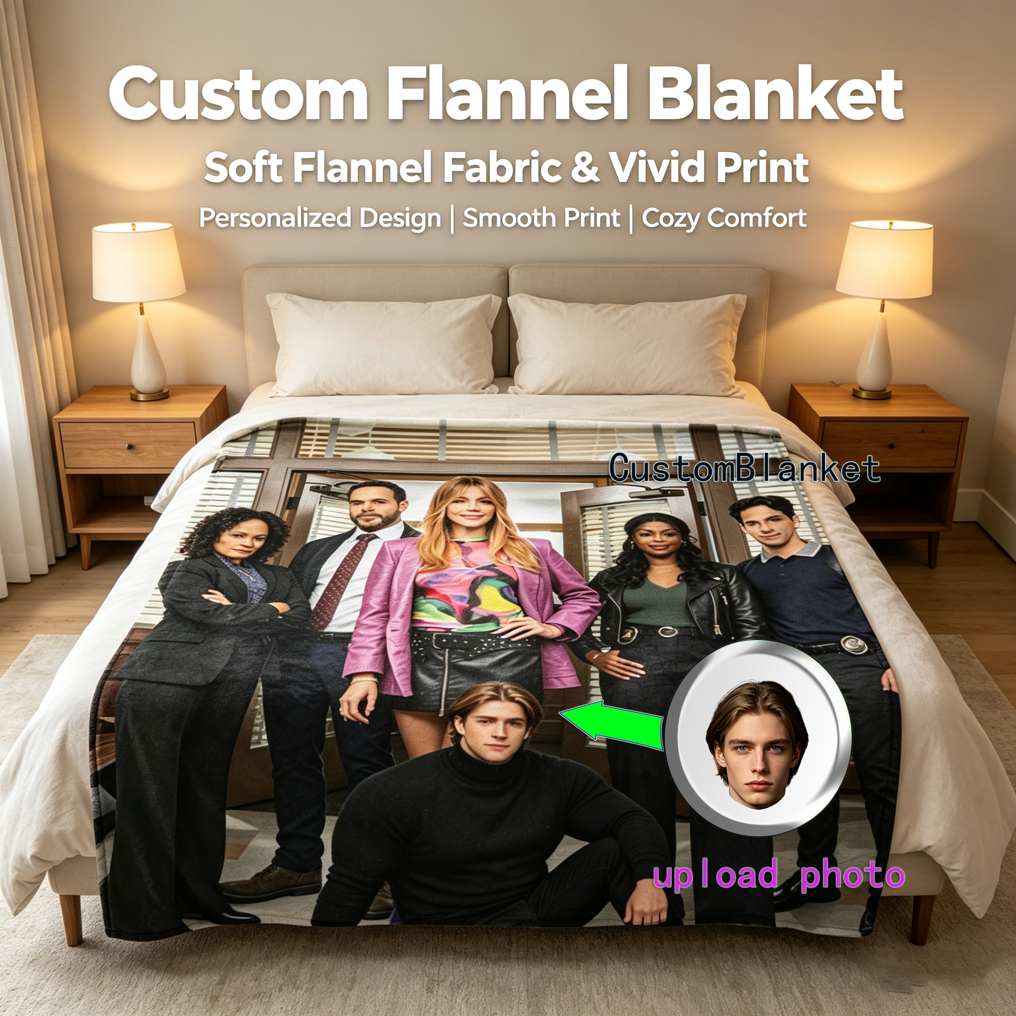 Custom Face Blanket - Brooklyn Nine-Nine Cast Portrait Flannel Blanket for Cozy Living Room or Bedroom Decor, Perfect Gift or Giveaway for Fans