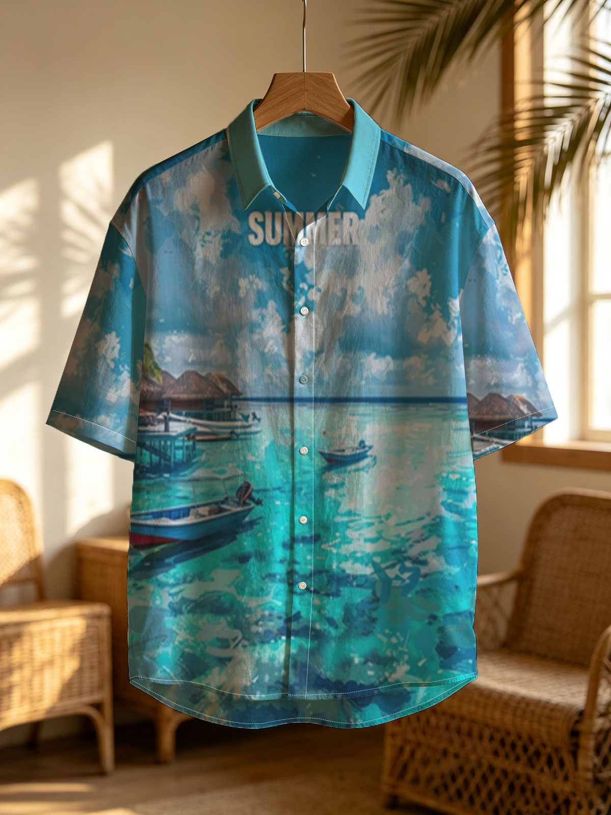 Crystal Clear Waters and Boats Under a Summer Sky -  Shirt