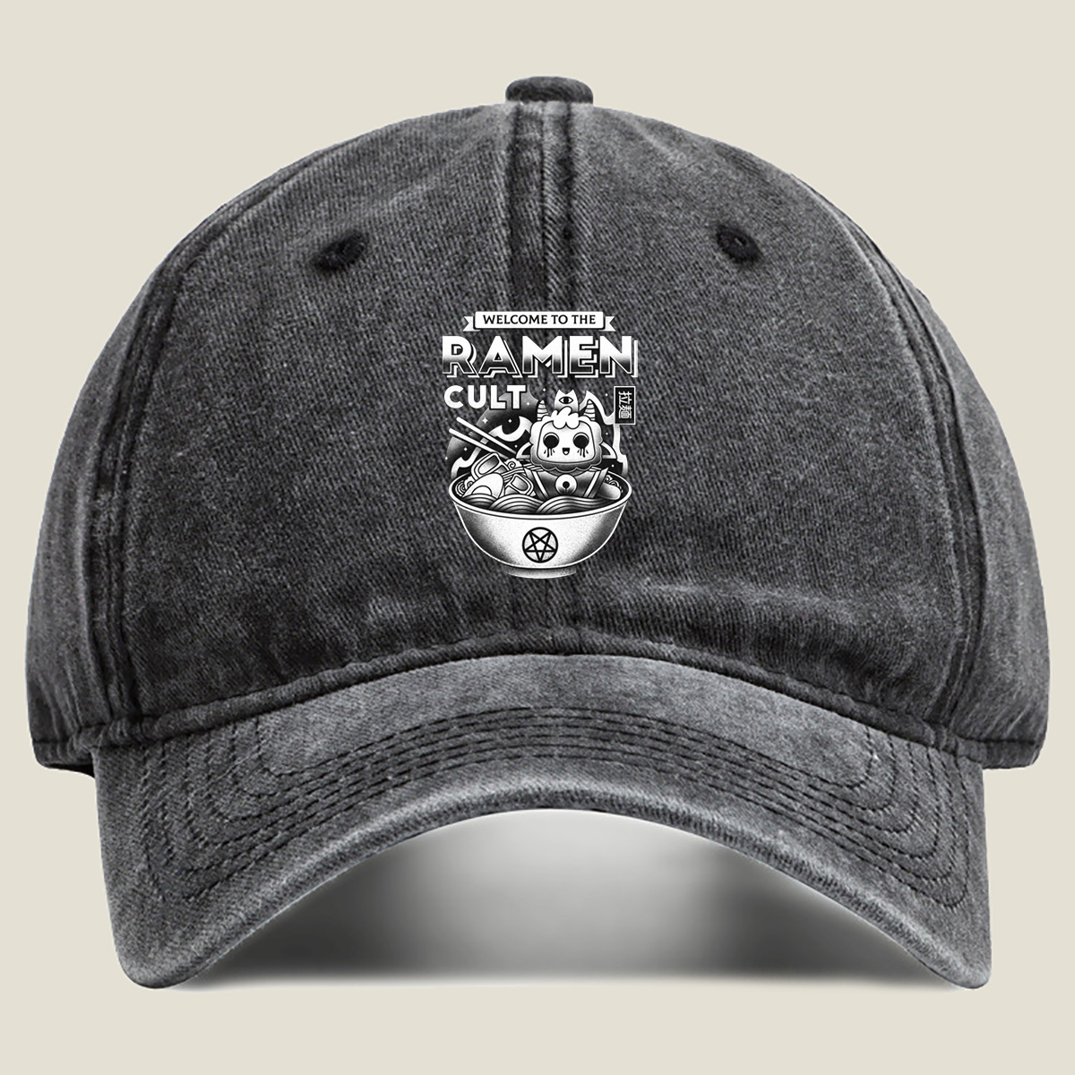 Ramen Cult: Welcome to the Ramen Cult - Washed Denim - Baseball Cap