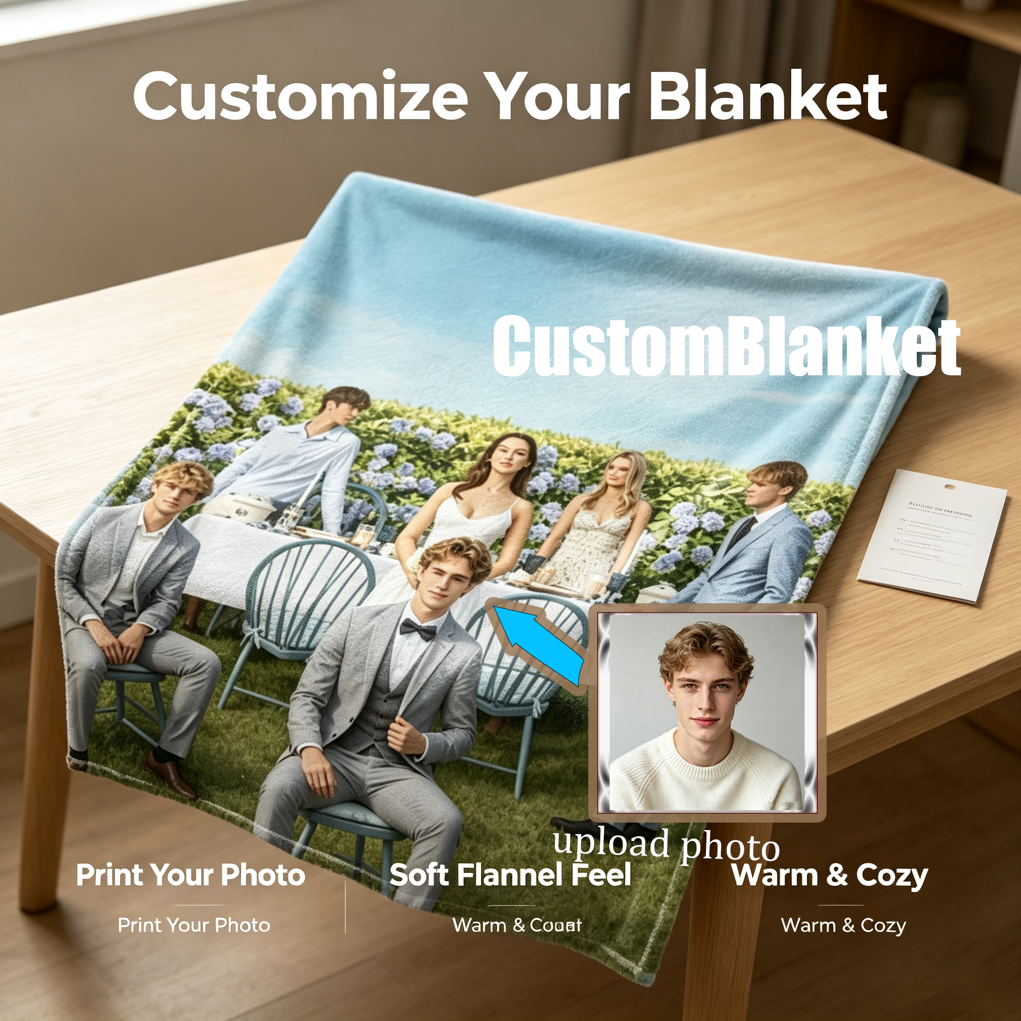 Custom Face Blanket Personalized Portrait Flannel Blanket for Home Comfort and Cozy Nights Perfect Gift for Loved Ones or Special Occasions